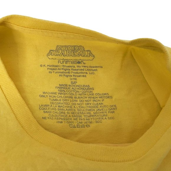 My Hero Academia T Shirt Mens Size S Manga Super Heroes Top Yellow Funimation - Picture 9 of 9